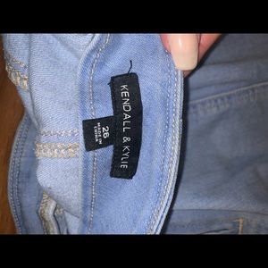 Short light blue denim skirt